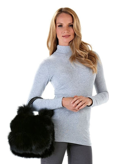 Margaret Black Fox Fur Purse - The Fur Store