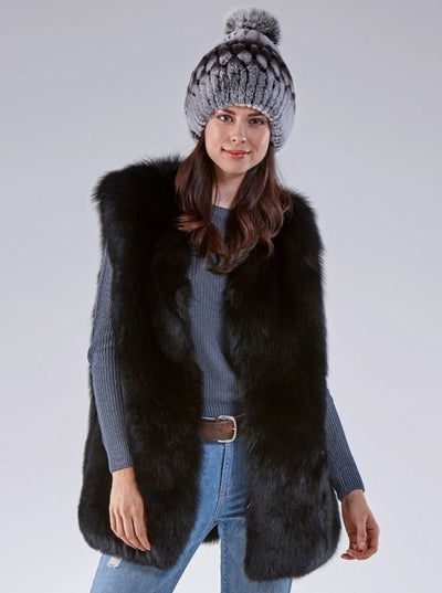 Marissa Black Fox Vest - The Fur Store