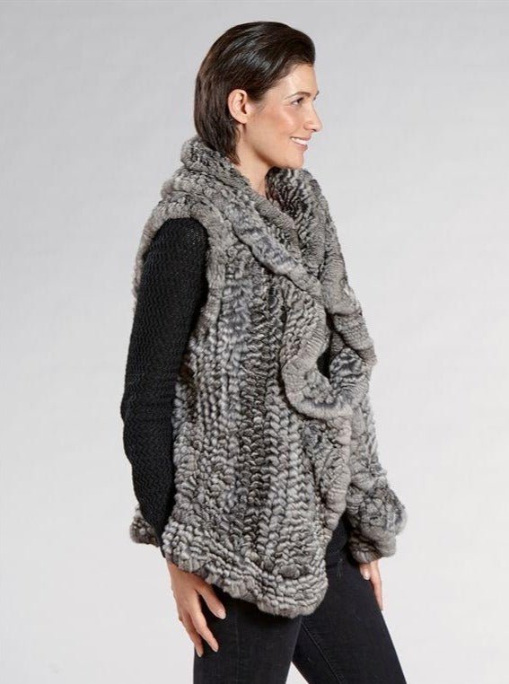 Claudia Natural Knitted Chinchilla Vest - The Fur Store