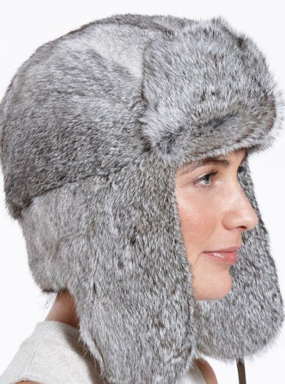 Jackson Women's Grey Rabbit Trapper Hat - The Fur Store