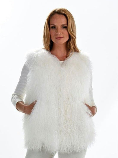 Adelynn White Lamb Vest - The Fur Store