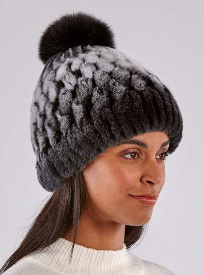 Eleanor Rex Rabbit Chinchilla Dyed Hat - The Fur Store