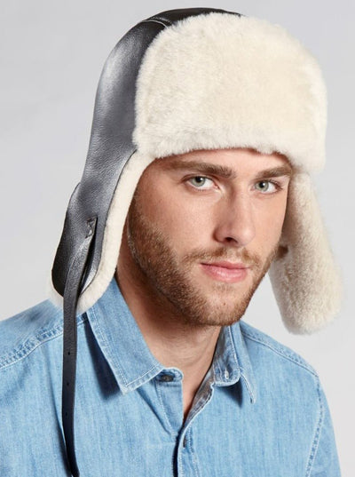 Casey Brown Shearling Pilot Hat - The Fur Store