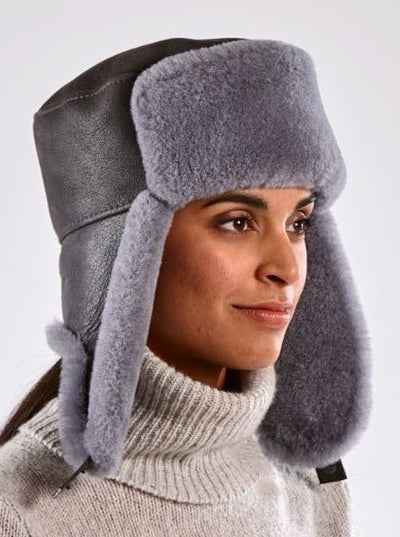 Jordan Grey Russian Ushanka Shearling Hat - The Fur Store