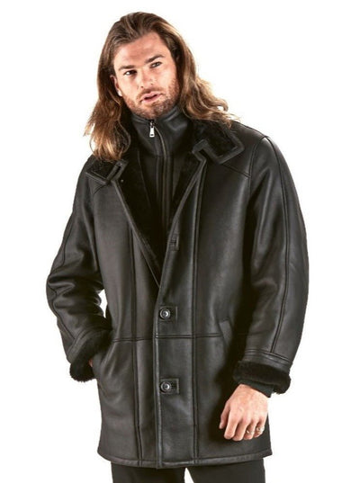 Willy Men's Black Lamb Shearling Jacket - The Fur Store