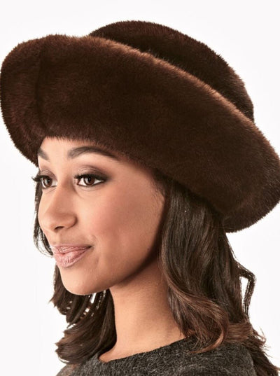 Jessica Mahogany Mink Hat - The Fur Store