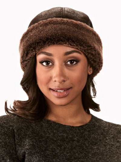 Sydney Brown Women's Shearling Hat - The Fur Store