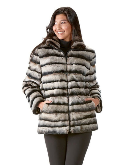 Blanche Degrade Rex Rabbit Jacket - The Fur Store