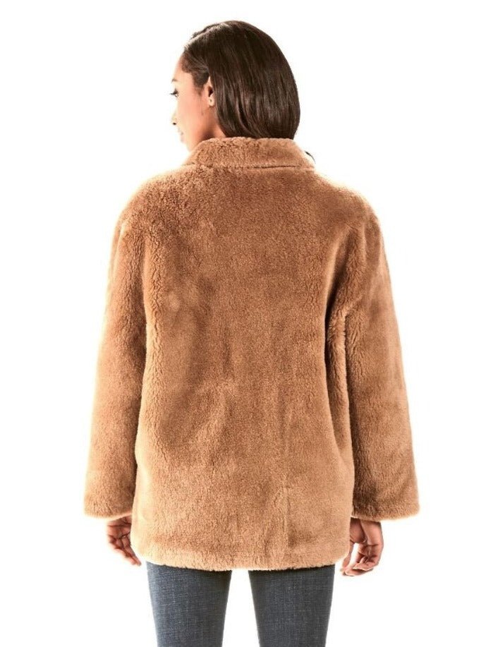 Reversible Camel Teddy Bear Wool Jacket