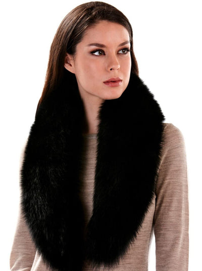 Chloe Black Fox Fur Shawl Collar - The Fur Store