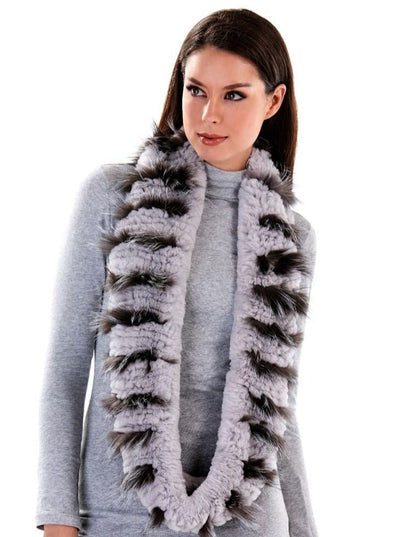 Edith Grey Infinity Rex Rabbit Scarf - The Fur Store