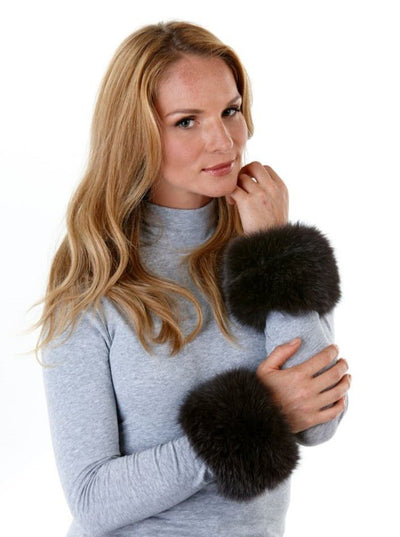 Cecilia Large Brown Fox Fur Cuffs - The Fur Store