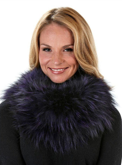 Austen Knitted Dark Purple Fox Neck Warmer - The Fur Store