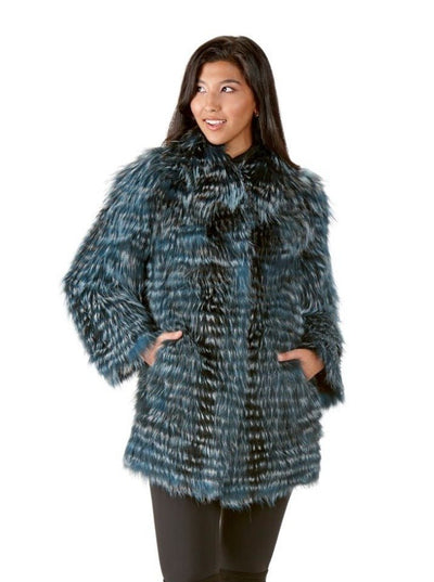 Dolores Blue Silver Fox Jacket - The Fur Store