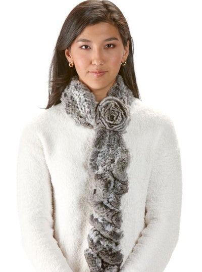 Denise Natural Chinchilla Knitted Scarf - The Fur Store