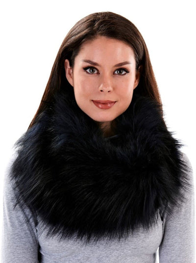 Austen Knitted Dark Navy Fox Neck Warmer - The Fur Store