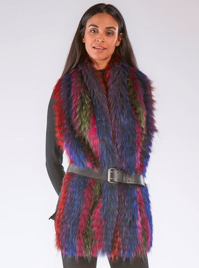 Regina Multi Color Raccoon Scarf - The Fur Store