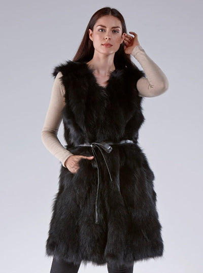 Cynthia Black Fox Vest - The Fur Store