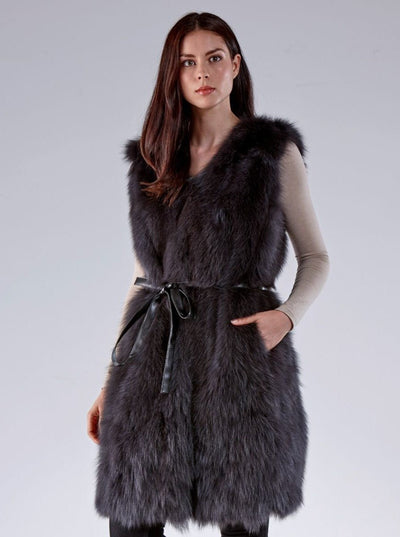 Cynthia Grey Fox Vest - The Fur Store