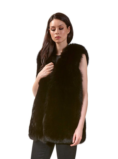 Marissa Dark Brown Fox Vest - The Fur Store