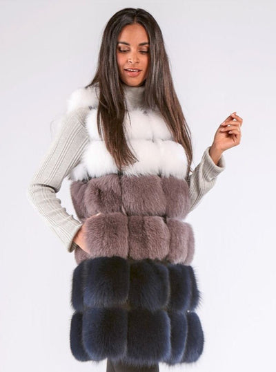 Demi Multi Color Fox Vest - The Fur Store
