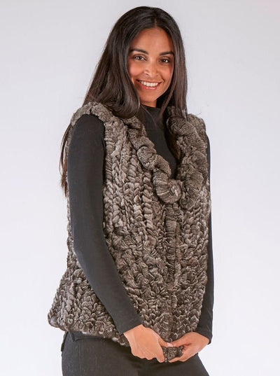 Paola Natural Knitted Chinchilla Vest - The Fur Store