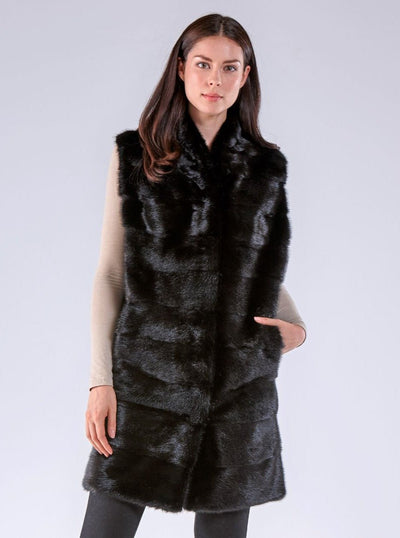 Sienna Black Mink Vest with Black Wool - The Fur Store