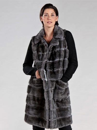 Nika Grey Mink Vest with Grey Wool - The Fur Store