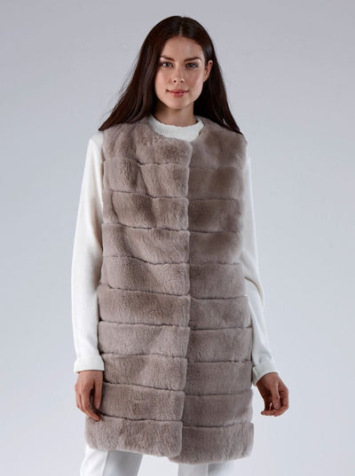 Athena Beige Rex Rabbit Vest - The Fur Store