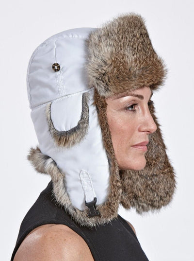 Jonathan Women's White Rabbit Trapper Hat - The Fur Store