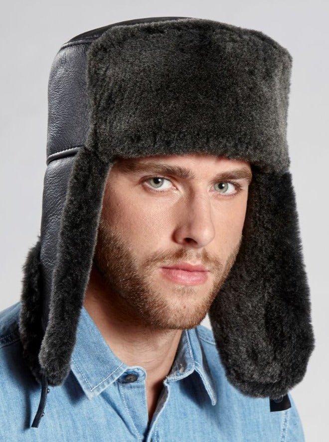 Black Faux Fur Russian Ushanka Hat for Men