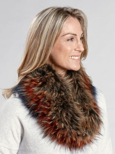 Lina Multi Color Raccoon Neck Warmer - The Fur Store