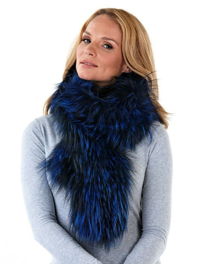 Elsa Knitted Blue Fox Fur Scarf - The Fur Store