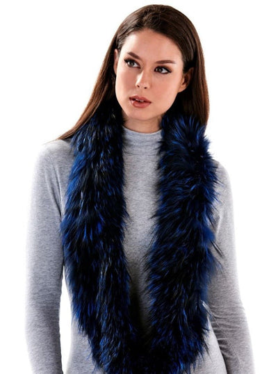 Lynn Blue Silver Fox Infinity Scarf - The Fur Store