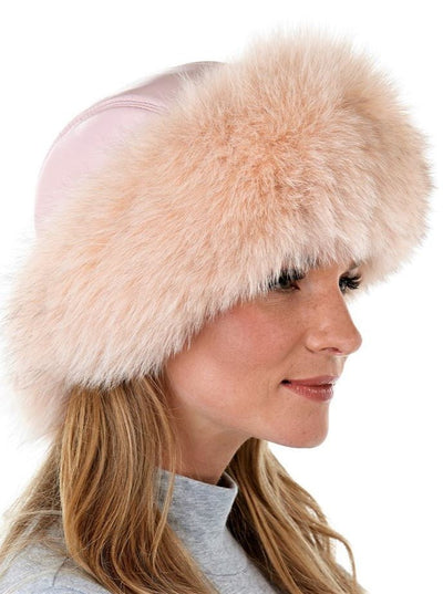 Siobhan Pink Fox with Leather Hat - The Fur Store
