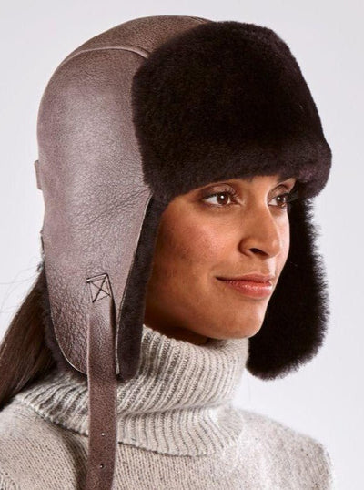 Casey Brown Shearling Aviator Hat - The Fur Store