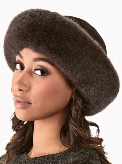 Tessa Grey Mink Velvet Top Hat - The Fur Store