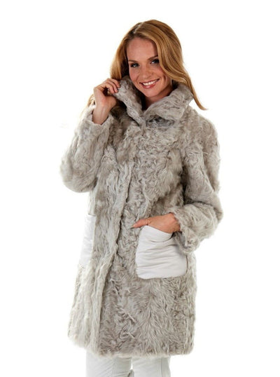Kensi Beige Reversible Lamb Jacket - The Fur Store
