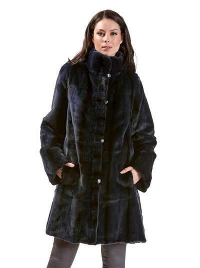 Bianca Navy Reversible Sheared Mink Jacket - The Fur Store