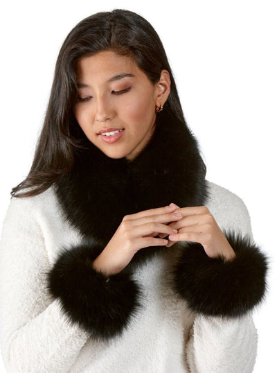 Cecilia Large Black Fox Fur Cuffs - The Fur Store