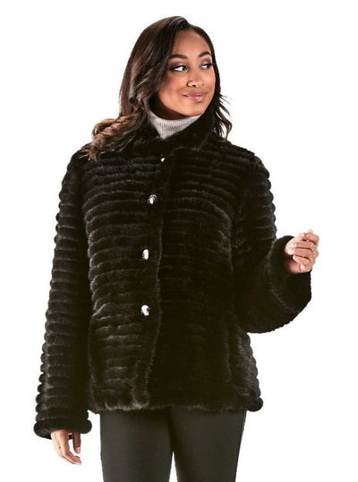 Candice Black Knitted Mink Jacket - The Fur Store