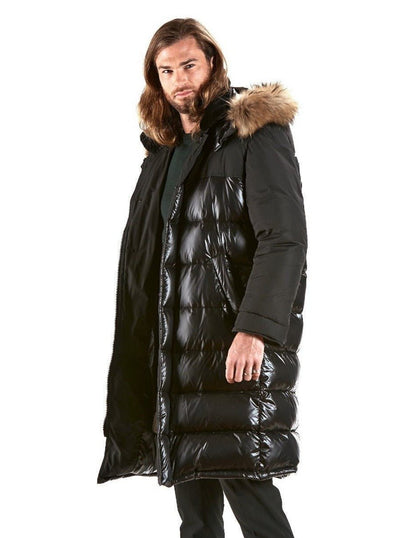Jackson Black Puffer Coat with Raccoon Trim Hood - The Fur Store