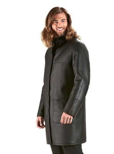 Peter Men's Reversible Black Shearling Jacket - The Fur Store