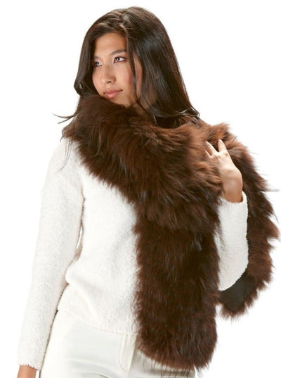 Regina Brown Raccoon Scarf - The Fur Store
