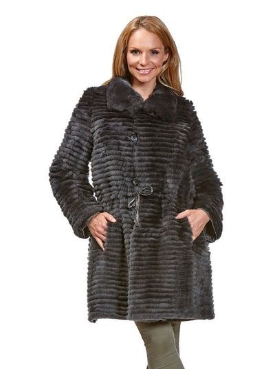 Laurel Grey Reversible Rex Rabbit Jacket - The Fur Store