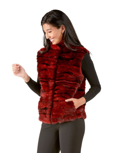 Clementina Red Multi Color Mink Vest - The Fur Store